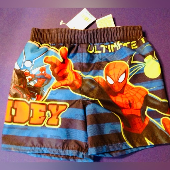 Marvel Spiderman Swim Trunks Shorts Infant Boys Size 12 Month New - Picture 1 of 3